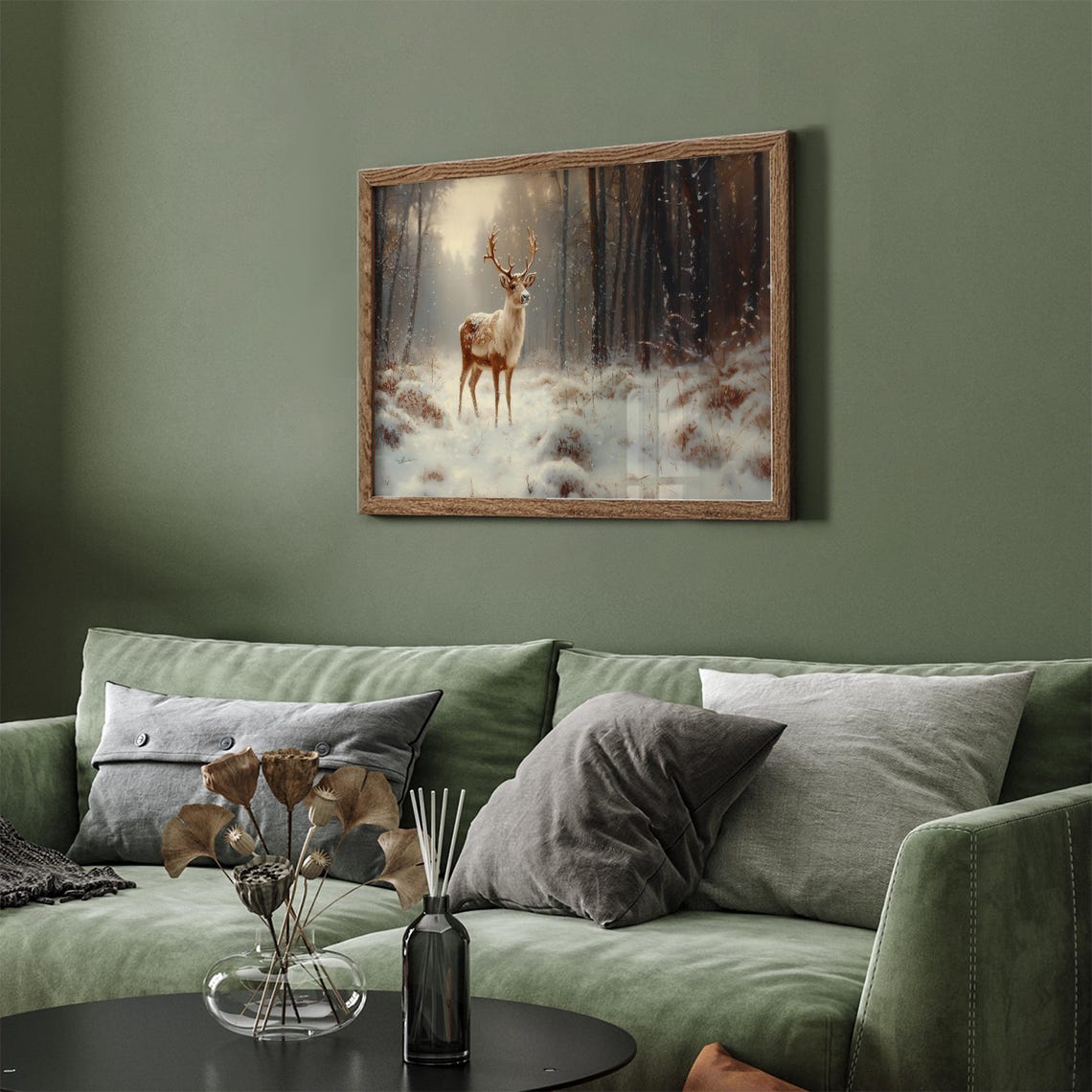 Vintage Reindeer In Snow Frame Tv Art Deer Oil Painting Winter Frame Tv Art Country Farmhouse Screensaver Woodland Animal - Image 4