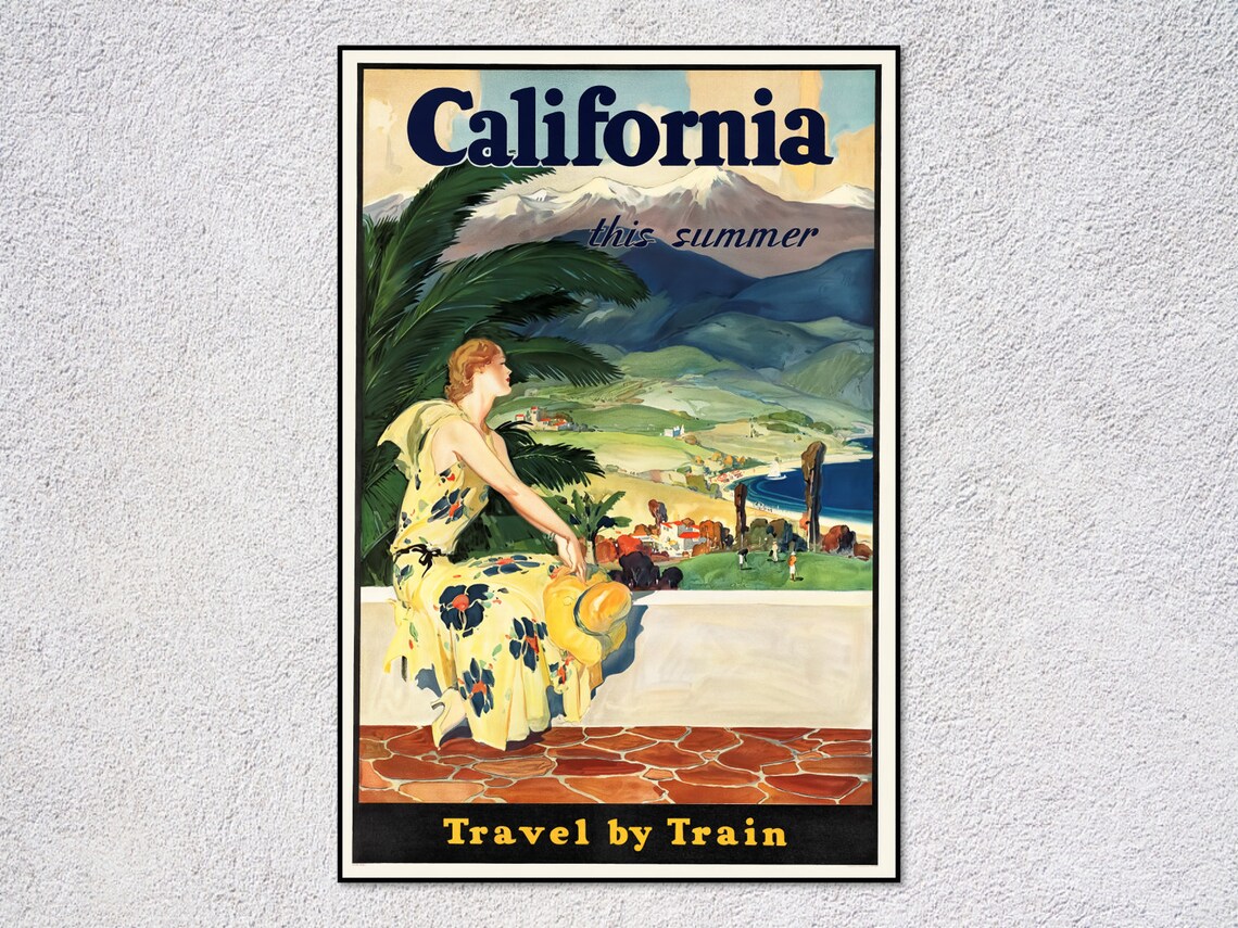 California Travel by Train, Vintage Travel Poster