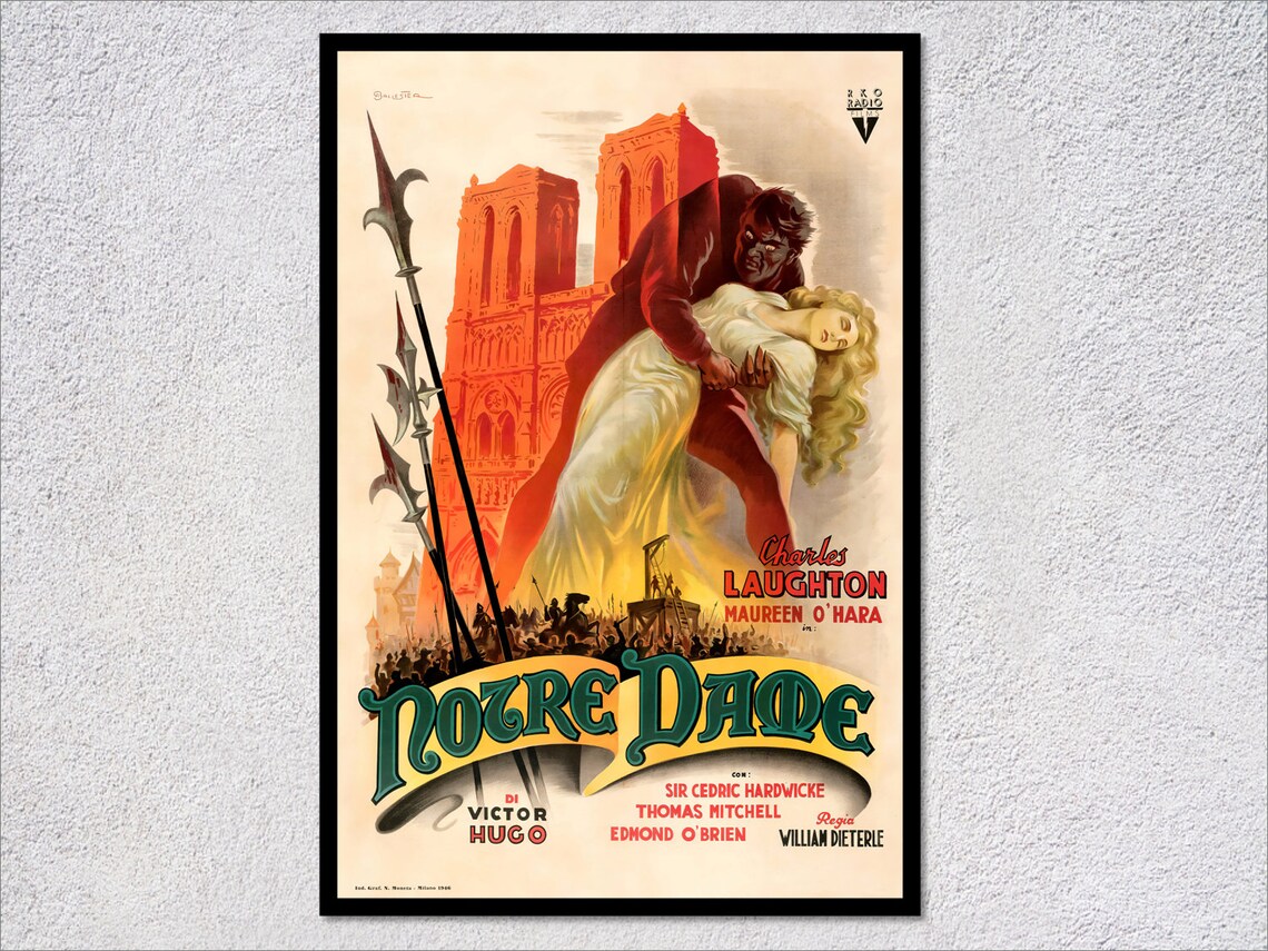 The Hunchback of Notre Dame 1939 Charles Laughton Movie Poster Italian