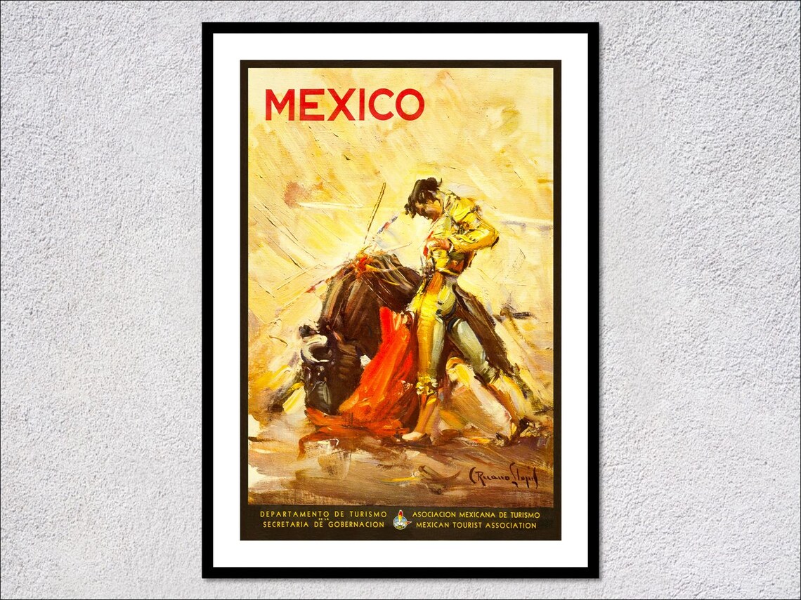 Mexico Bullfighter Vintage Tourism Poster Mexican Matador Travel Print - Image 2