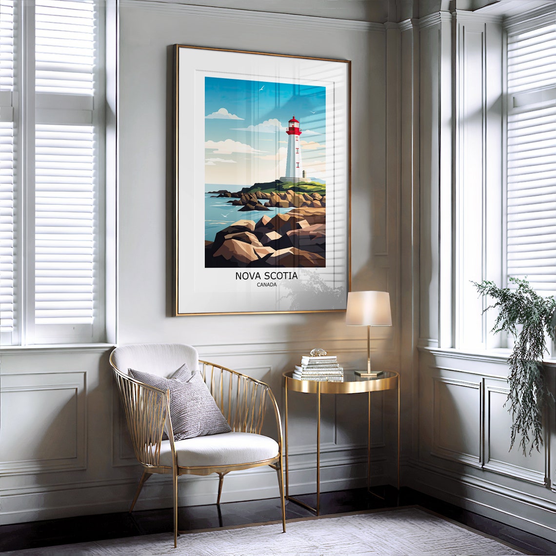 Nova Scotia Canada Lighthouse Rocky Coast Vintage Travel Poster - Image 2