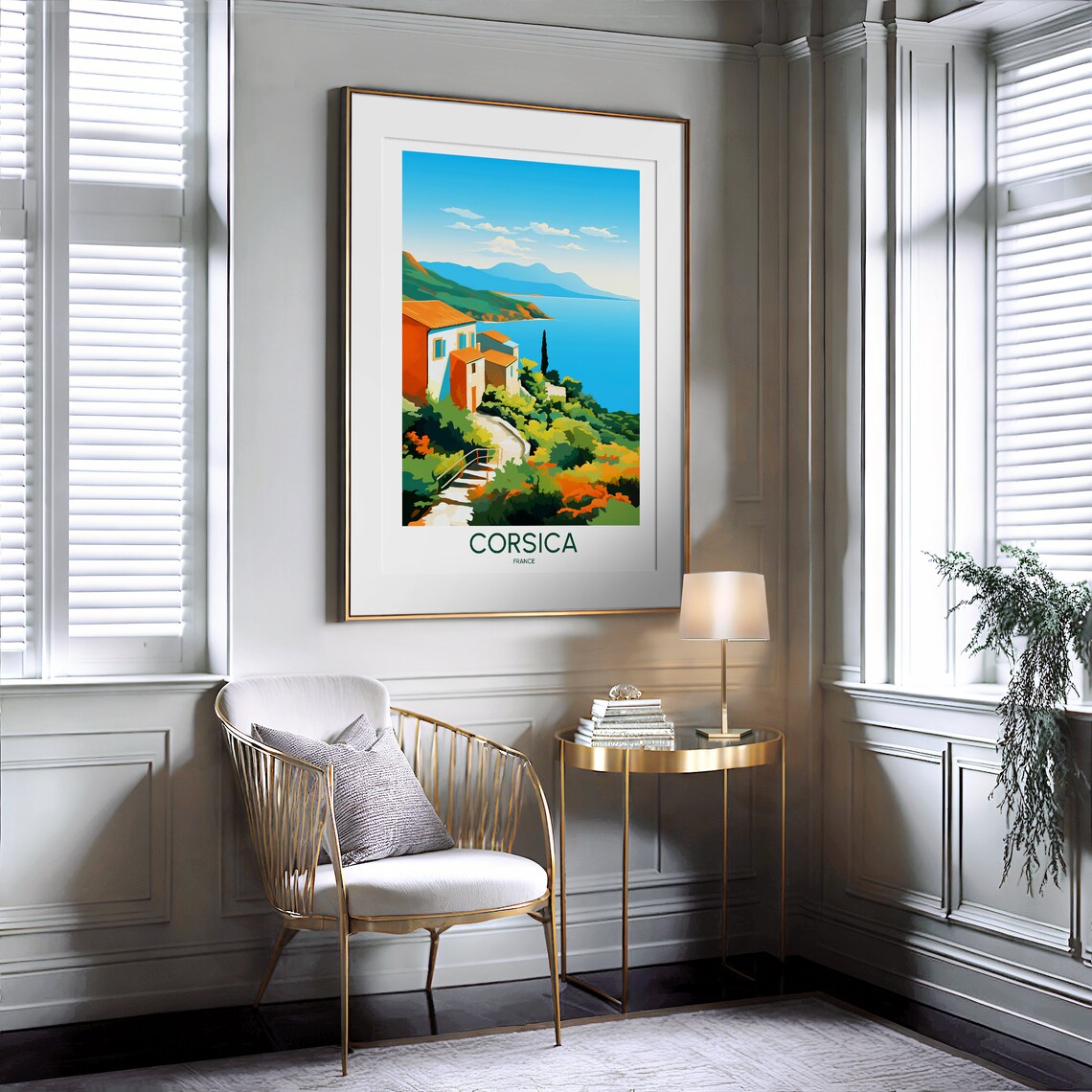Corsica France Coastal Village Cliff Mediterranean Sea Travel Poster - Image 2
