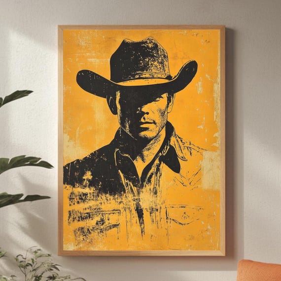 Western Cowboy Print, Vintage Apartment Decor