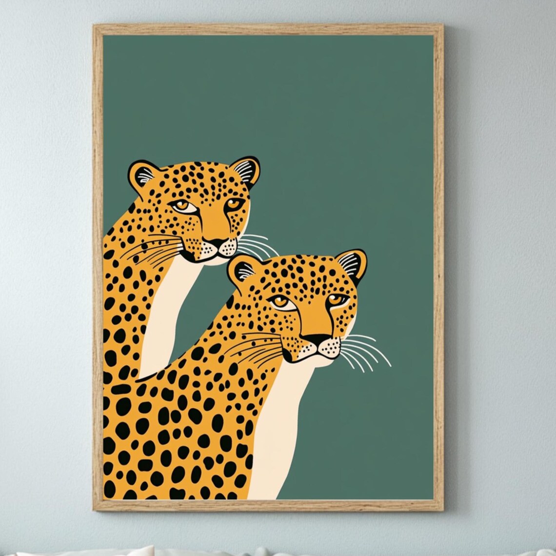 Two Leopards, Boho Bedroom Decor Art Print