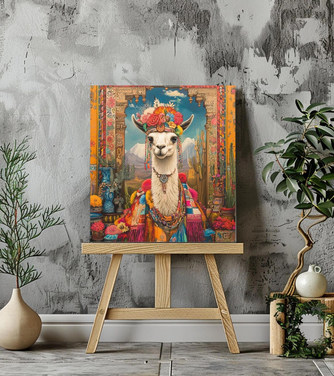Boho Llama Art Print, Whimsical Animal Decor - Image 4