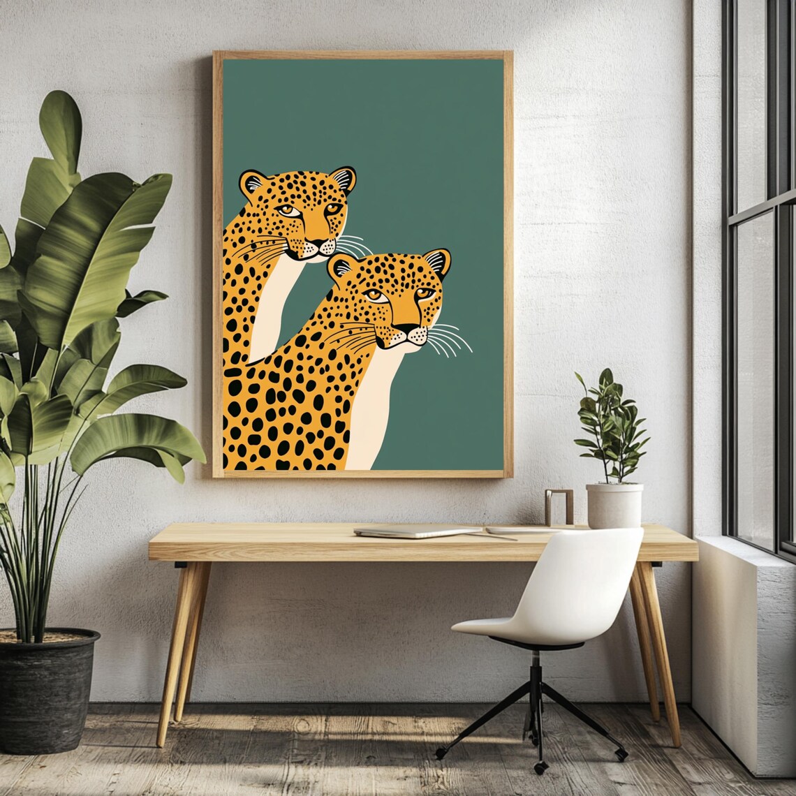 Two Leopards, Boho Bedroom Decor Art Print - Image 3
