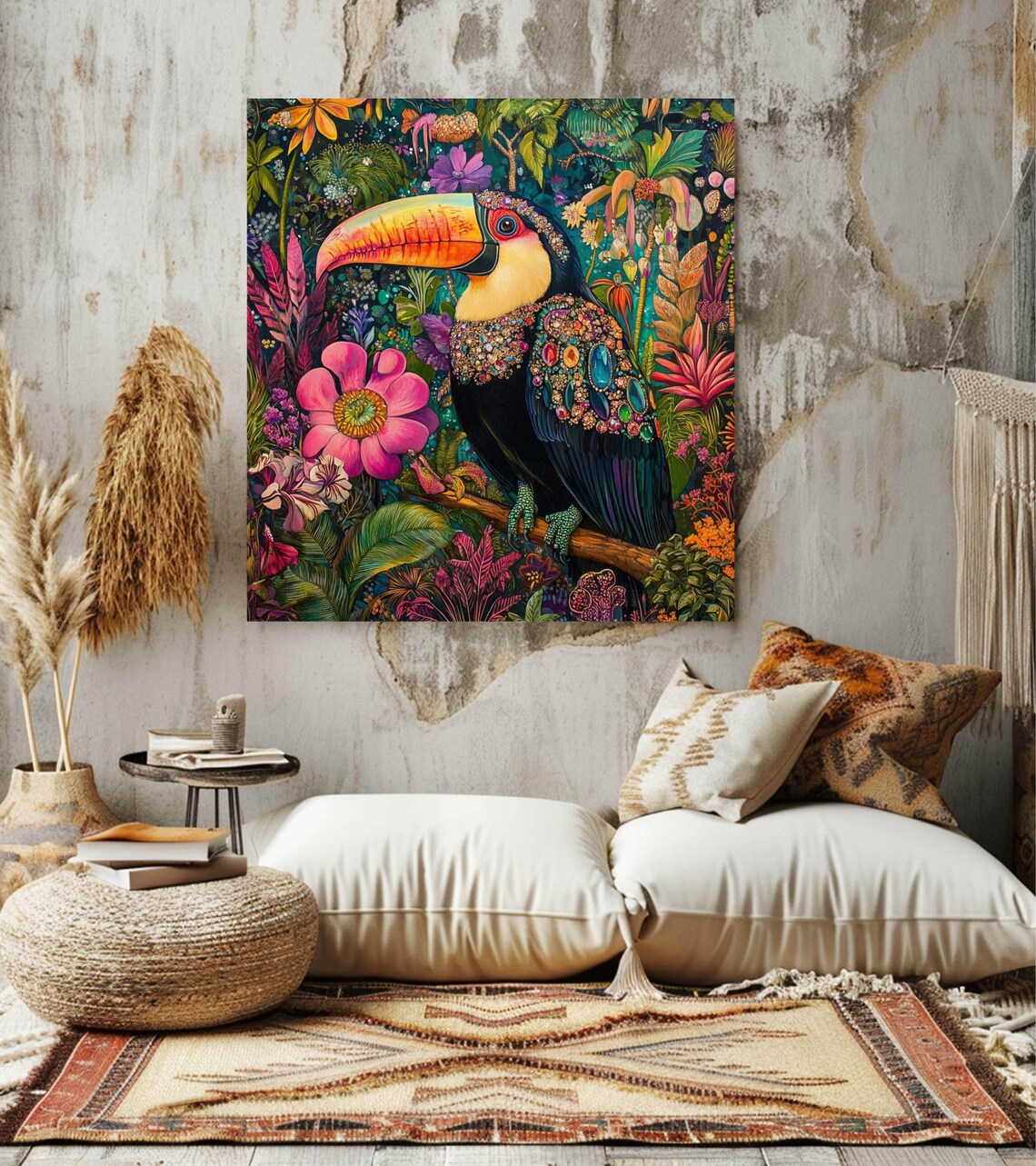 Maximalist Toucan Art Print, Tropical Jungle Decor - Image 2
