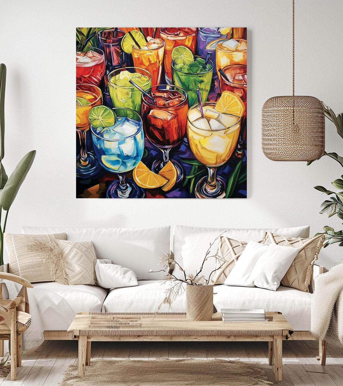 Colorful Cocktail, Tropical Beverage Bar Decor - Image 2