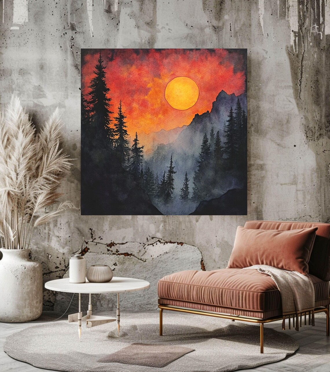 Mystical Mountain Sunset Nature Landscape Art Print - Image 5