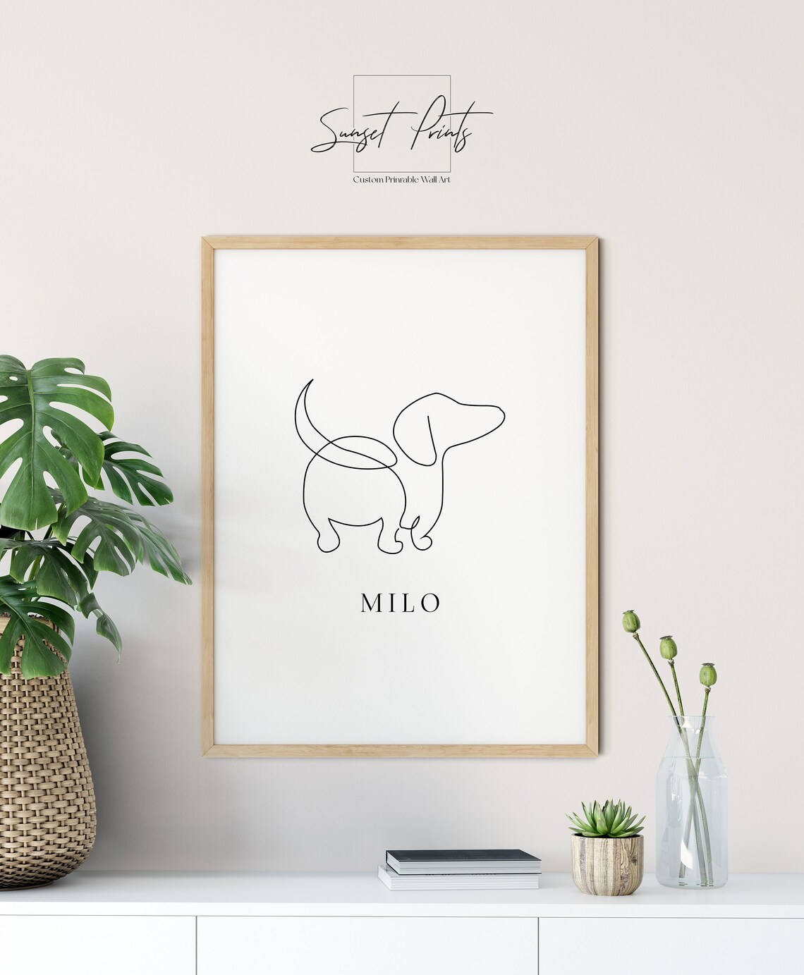 Personalized Dachshund Line Art Dog Lover Art Print - Image 5