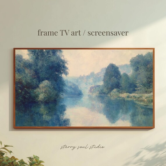Misty River Mirror Forest Reflections Vintage Pastel Wall Poster