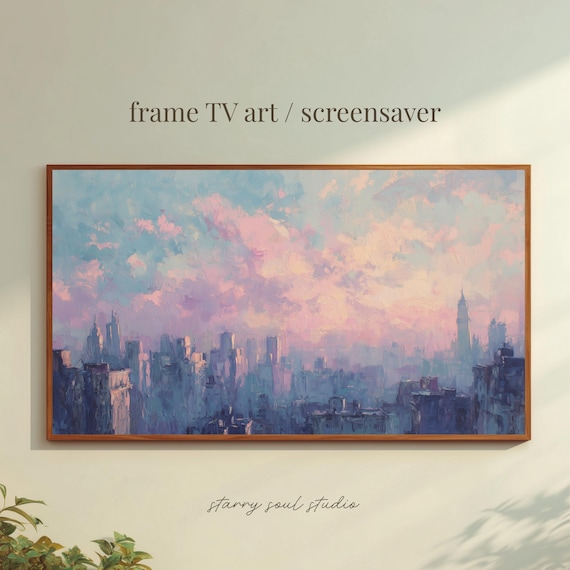 Newyork Sunset Frame Tv Art Vintage Oil Painting Desktop Wallpaper 4k Tv25112