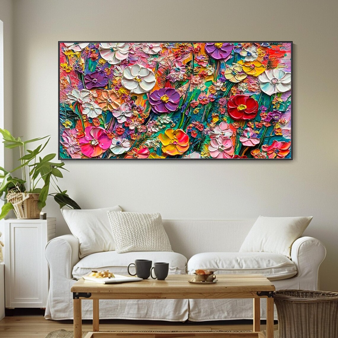 Vibrant Wildflower Garden Colorful Impasto Blossom Art Poster - Image 4