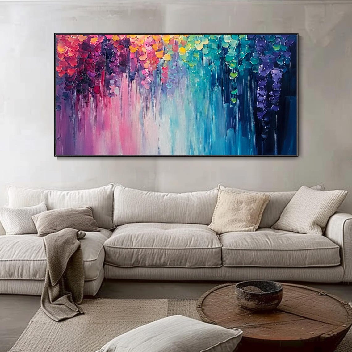 Rainbow Abstract Floral Dripping Petals Impasto Knife Art Poster - Image 4