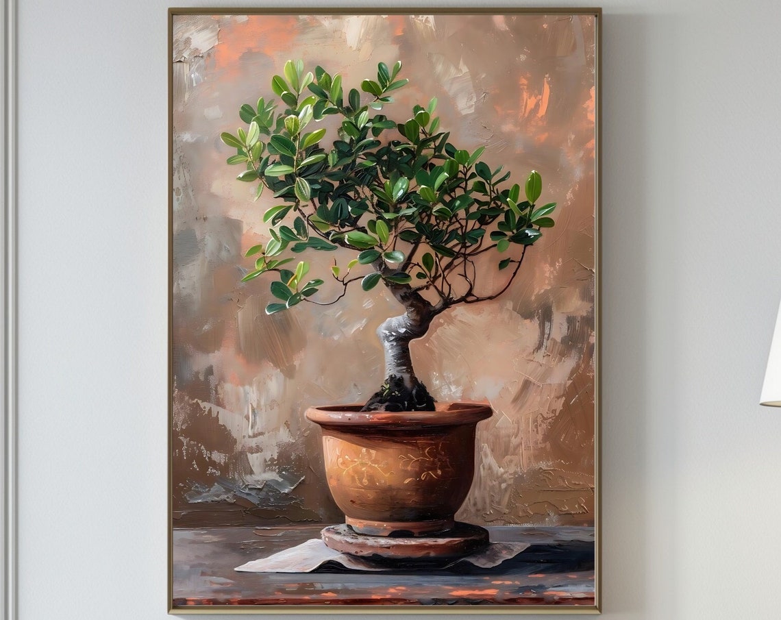 Bonsai Tree Terracotta Pot Zen Botanical Still Life Art Poster - Image 4