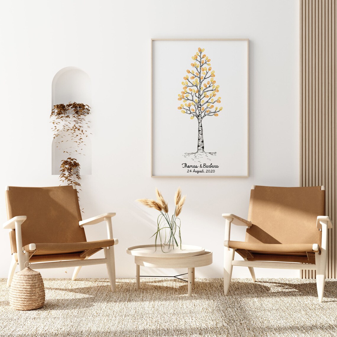 Thumbprint Tree Guest Book, Customizable Wedding Art Print - Image 4