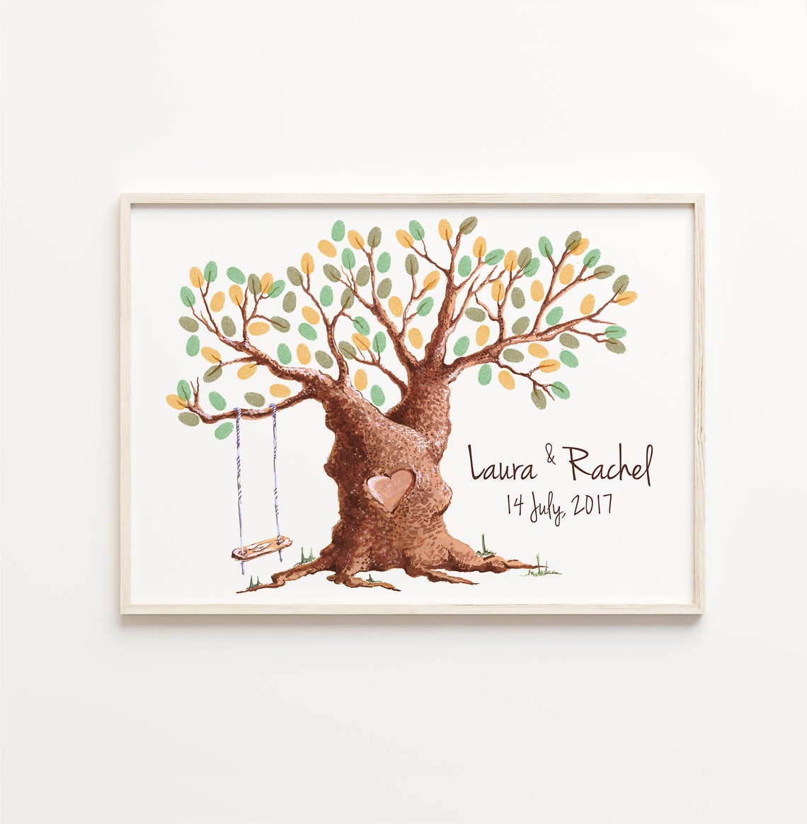 Oil Painting Fingerprint Tree Guest Book Wedding Thumbprint Tree Brown Thumbprint Tree Family Fingerprint Tree