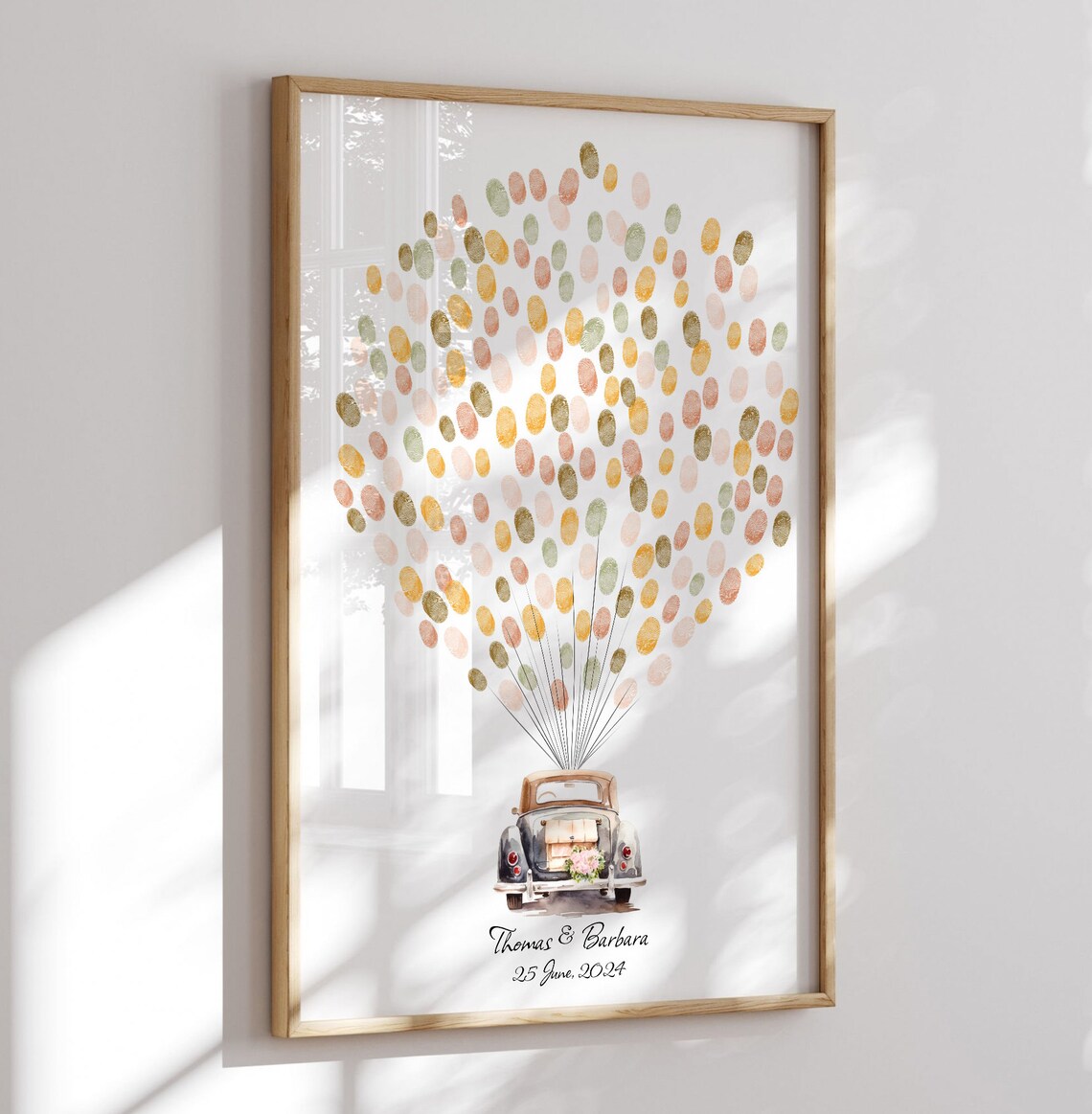 Vintage Car Balloon Signature Wedding Guest Book Keepsake Poster - Image 3