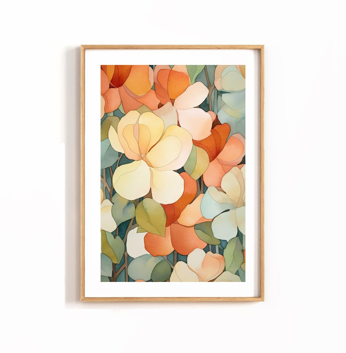 Floral Watercolor Botanical Illustration, Modern Decor