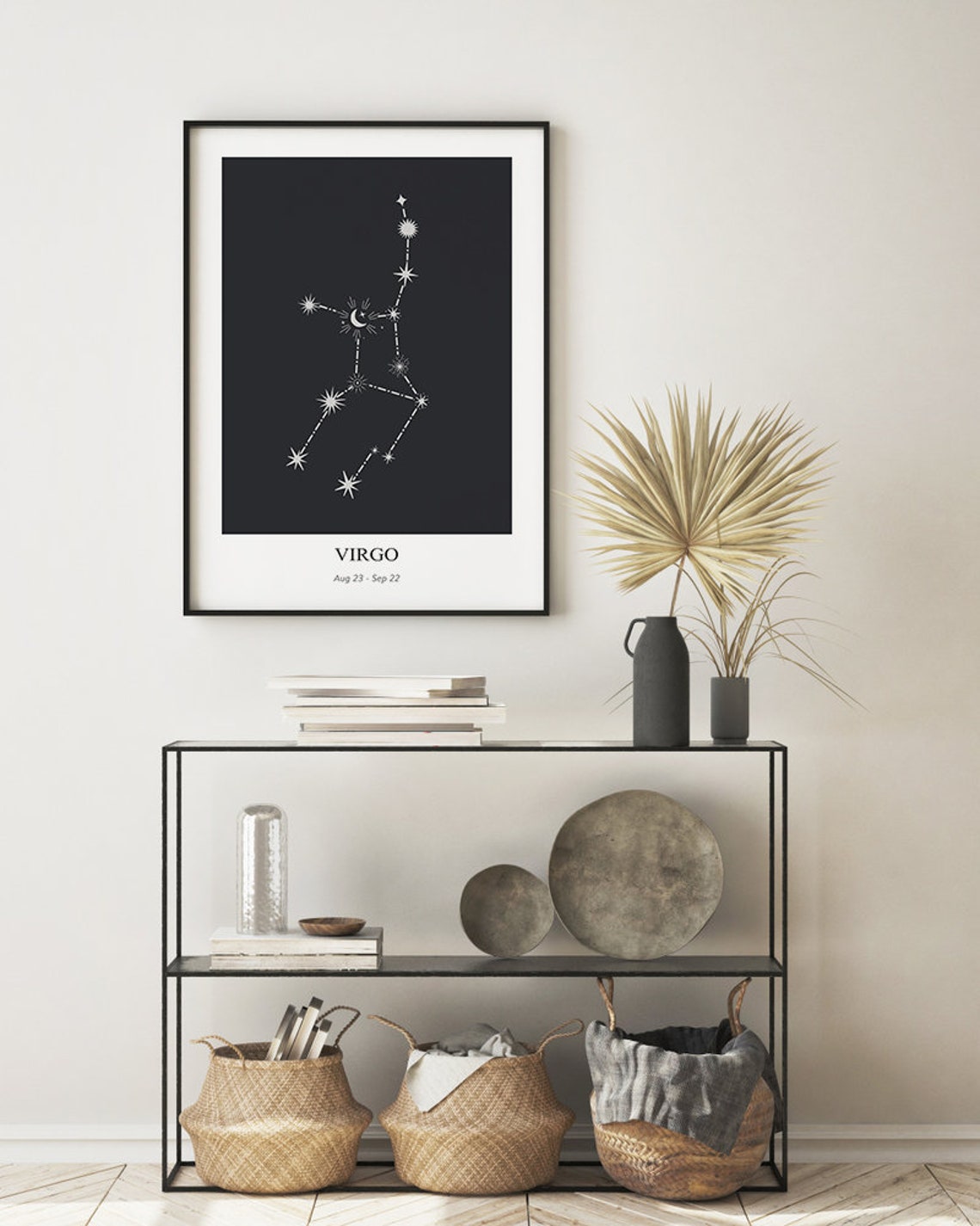 Virgo Zodiac Print Zodiac Constellation Virgo Star Sign Modern Geometric Poster Astrology Print Star Sign Instant - Image 3
