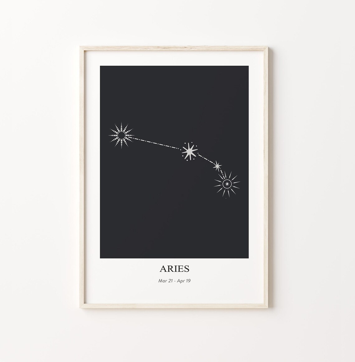 Aries Constellation Art Print, Modern Geometric Poster