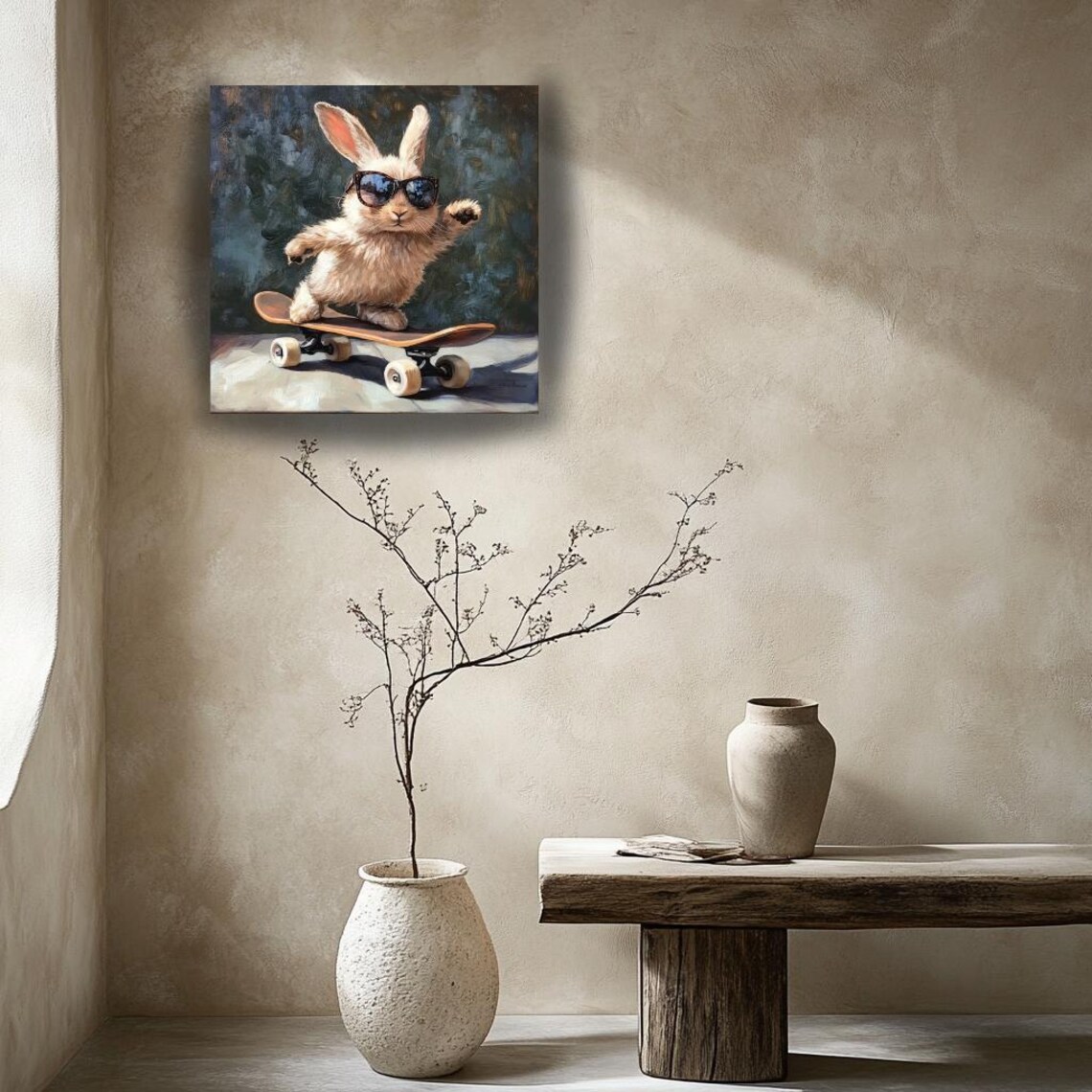 Cool Bunny Riding Skateboard Wearing Sunglasses Funny Animal Poster - Image 2
