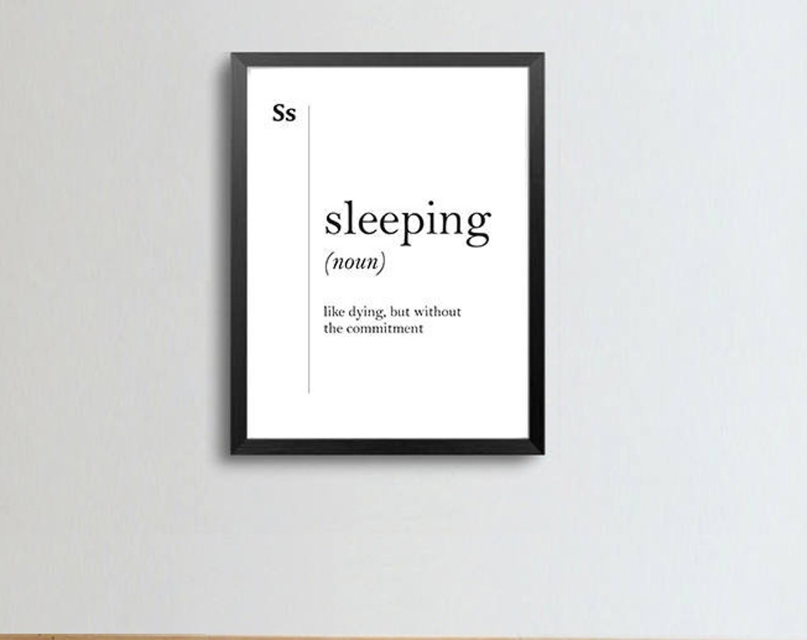 Sleeping Funny Dictionary Definition Bedroom Typography Poster - Image 2