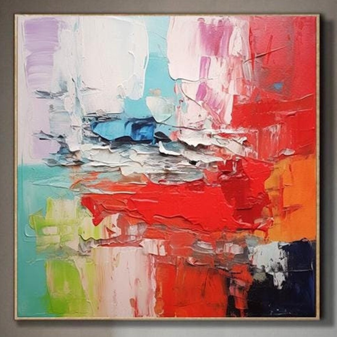 Vibrant Palette Knife Abstract Color Block Modern Painting Poster