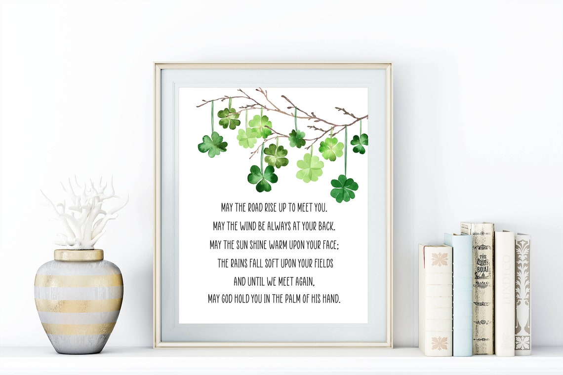 Irish Blessing May the Road Rise Up Shamrock Heritage Wall Poster - Image 3