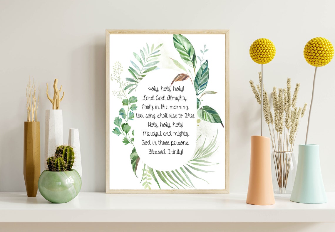 Holy Holy Holy Hymn Botanical Greenery Christian Scripture Wall Poster - Image 3
