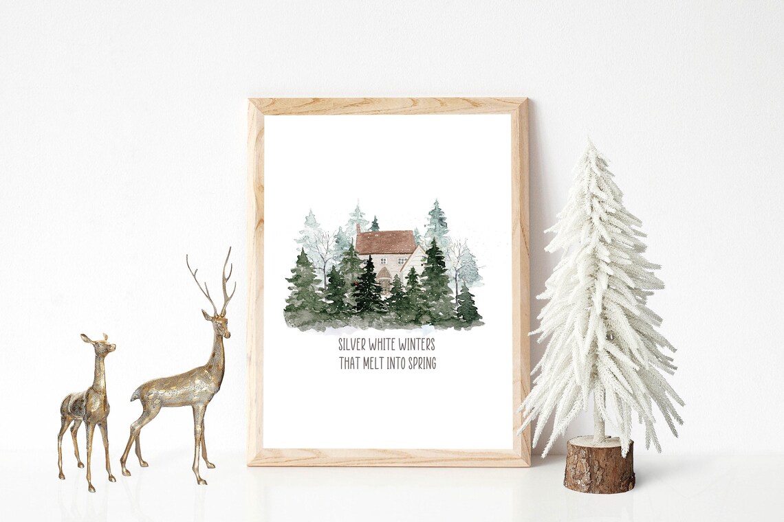 Silver White Winters That Melt Into Spring Quote Art Print - Image 4