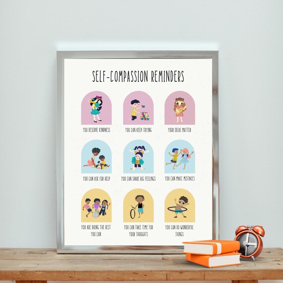 Self Compassion Reminders Kids Affirmations Classroom Poster