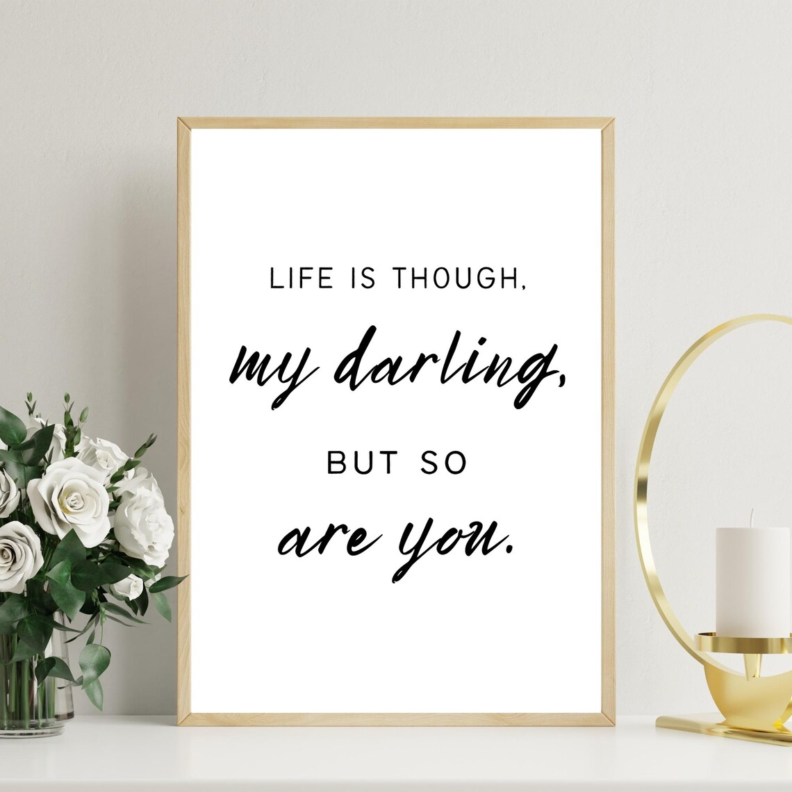 Inspirational Quote Poster Life Is Tough Typography Art