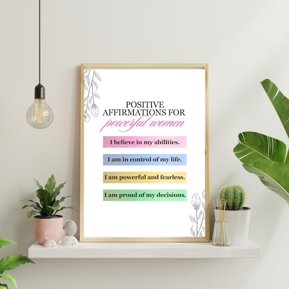 Positive Affirmations For Powerful Women Colorful Pastel Blocks Poster