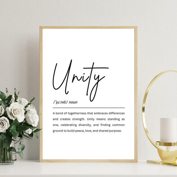 Unity Definition Wall Poster Inspirational Gift For Coworkers Leaders Or Classrooms