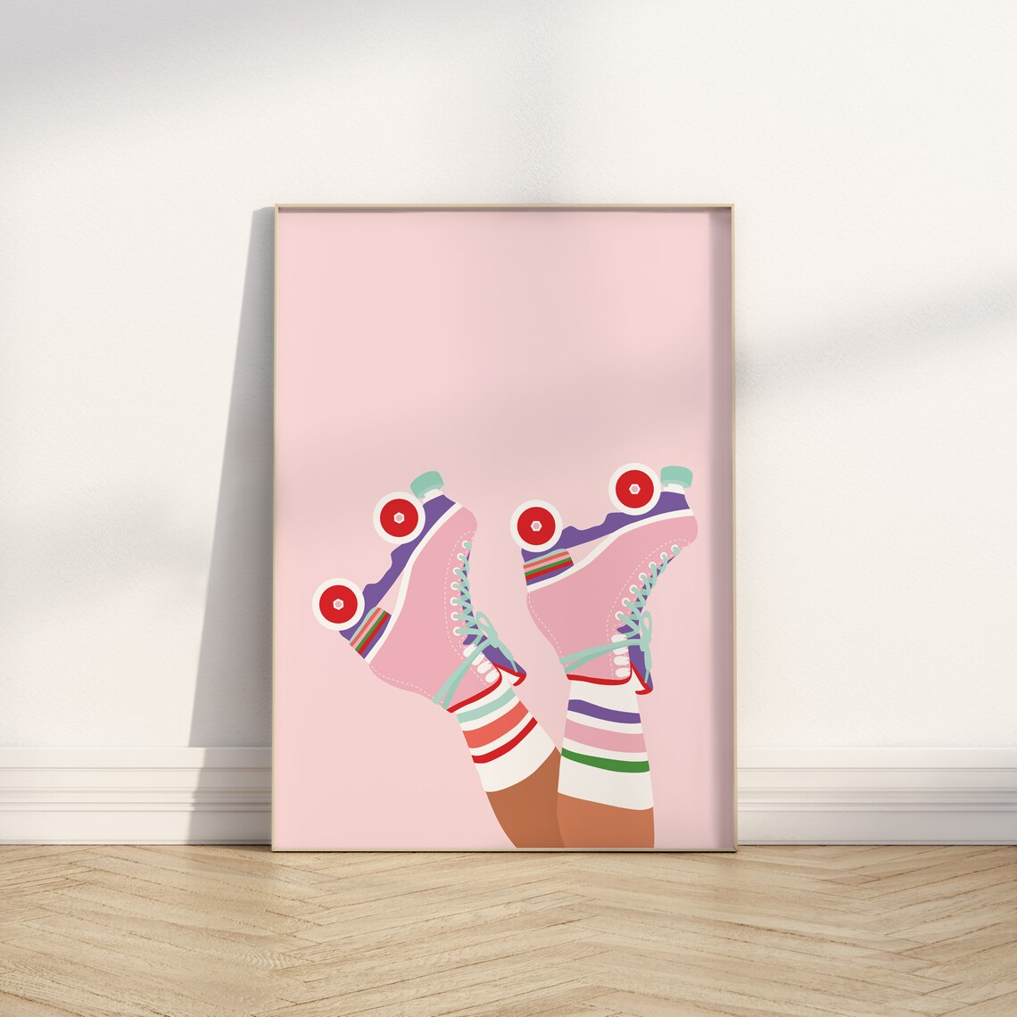 Retro Pink Roller Skates Poster, Preppy Dorm Decor - Image 3