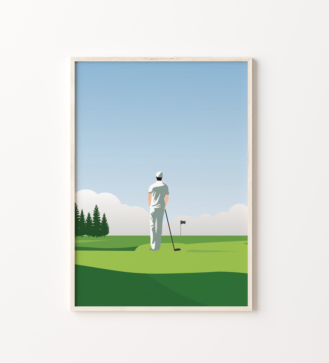 Golf Golfer Minimalist Poster, Sports Illustration Gift