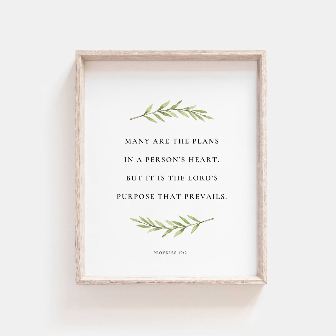 Proverbs 19:21 Botanical Scripture Wall Art Print