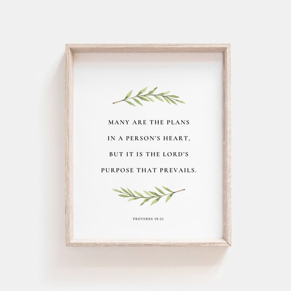 Proverbs 19:21 Botanical Scripture Wall Art Print