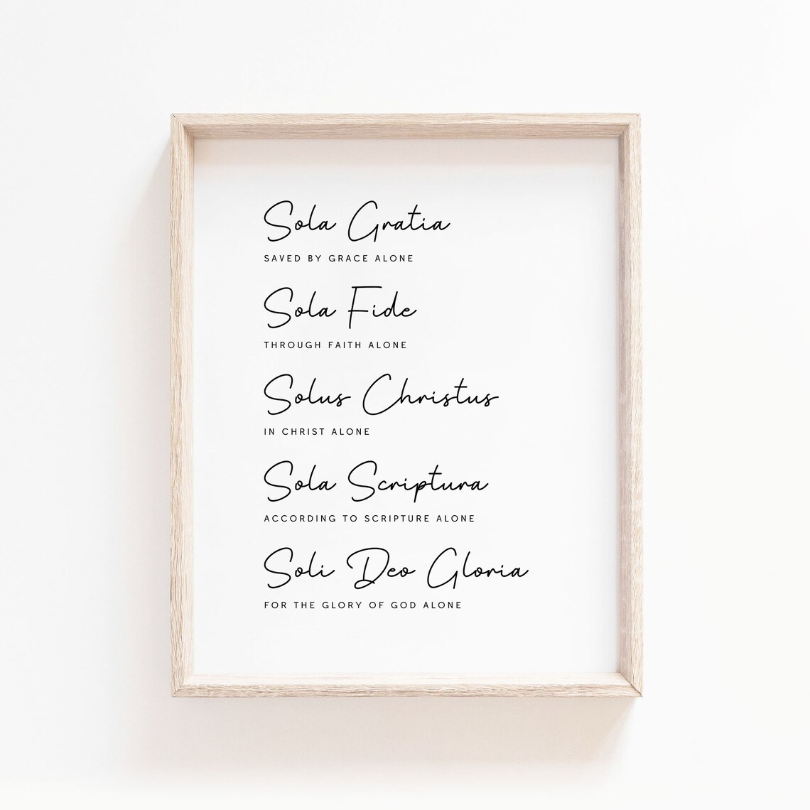 The Five Solas Of The Reformation Latin Script Typography Poster