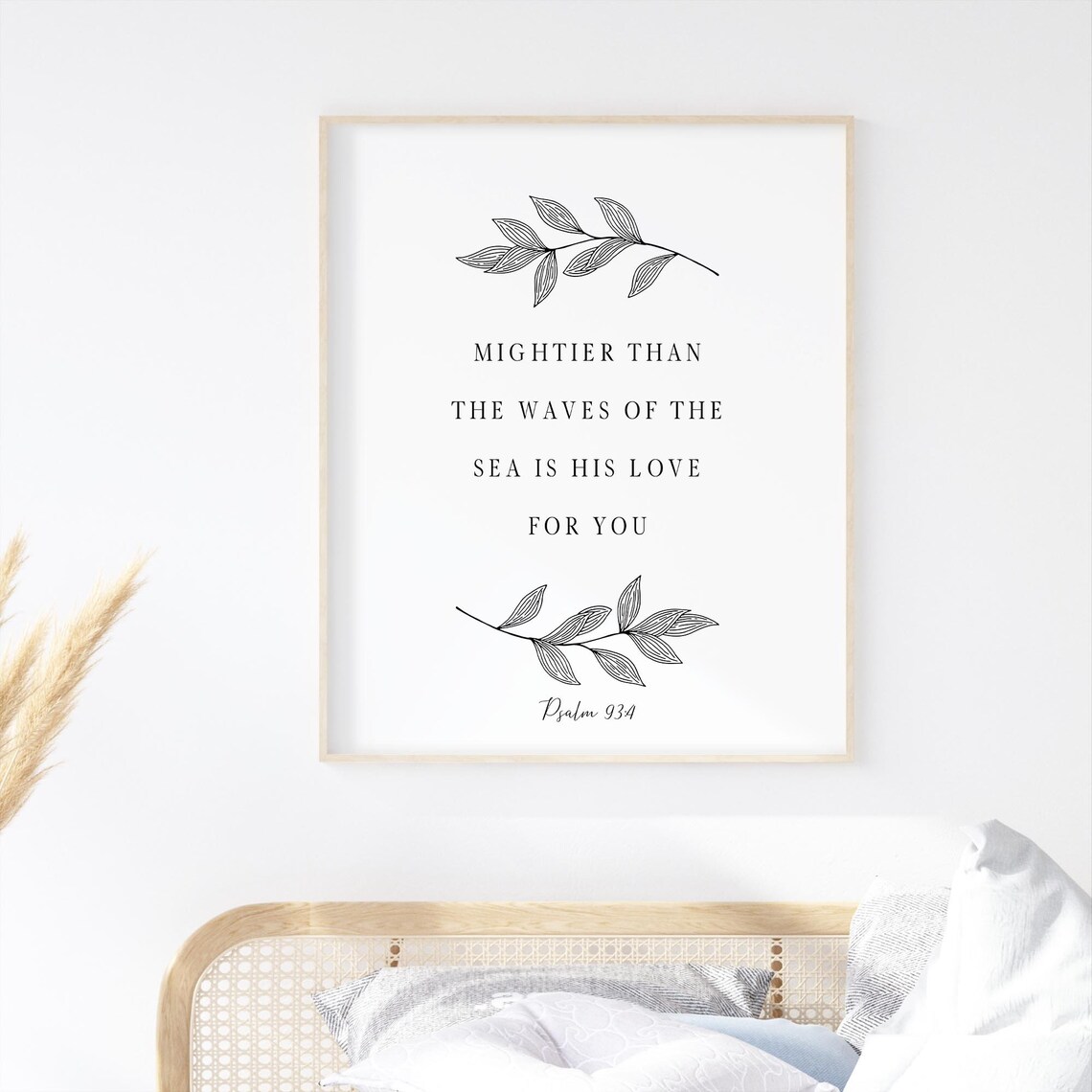 Mightier Than the Waves of the Sea Psalm 93:4 Botanical Verse Poster - Image 2