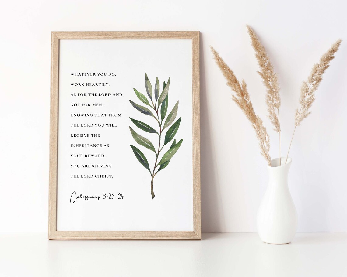 Colossians 3:23-24 Bible Verse Botanical Art Print - Image 2