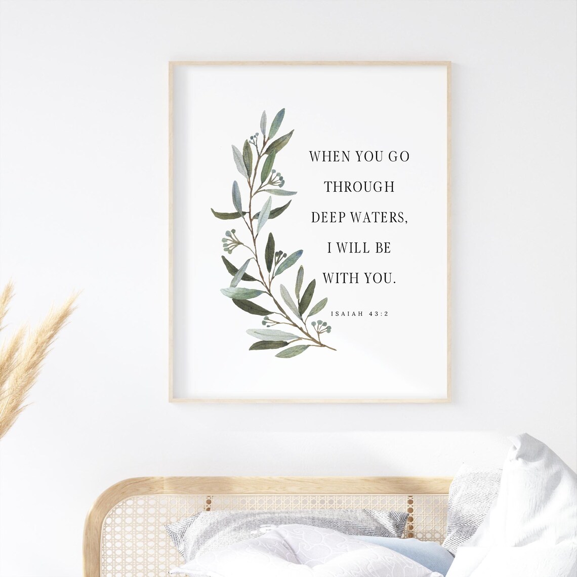 Isaiah 43:2 Bible Verse Botanical Scripture Print - Image 2