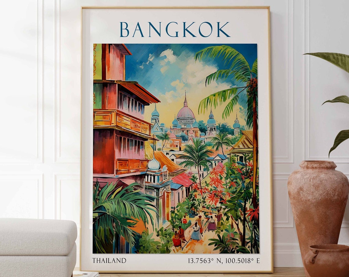 Bangkok Travel Print Bangkok Travel Poster Asian Travel Poster Southeast Asia Decor Thailand Wall Art Home Decor Thailand Wall Decor