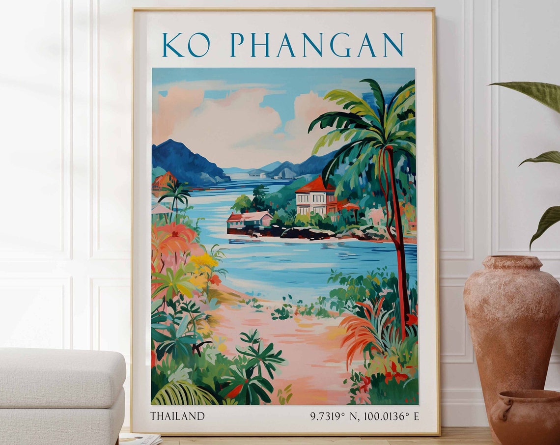Koh Phangan Thailand Travel Print Koh Phangan Travel Poster Thailand Print Koh Phangan Island Thailand Travel Gift