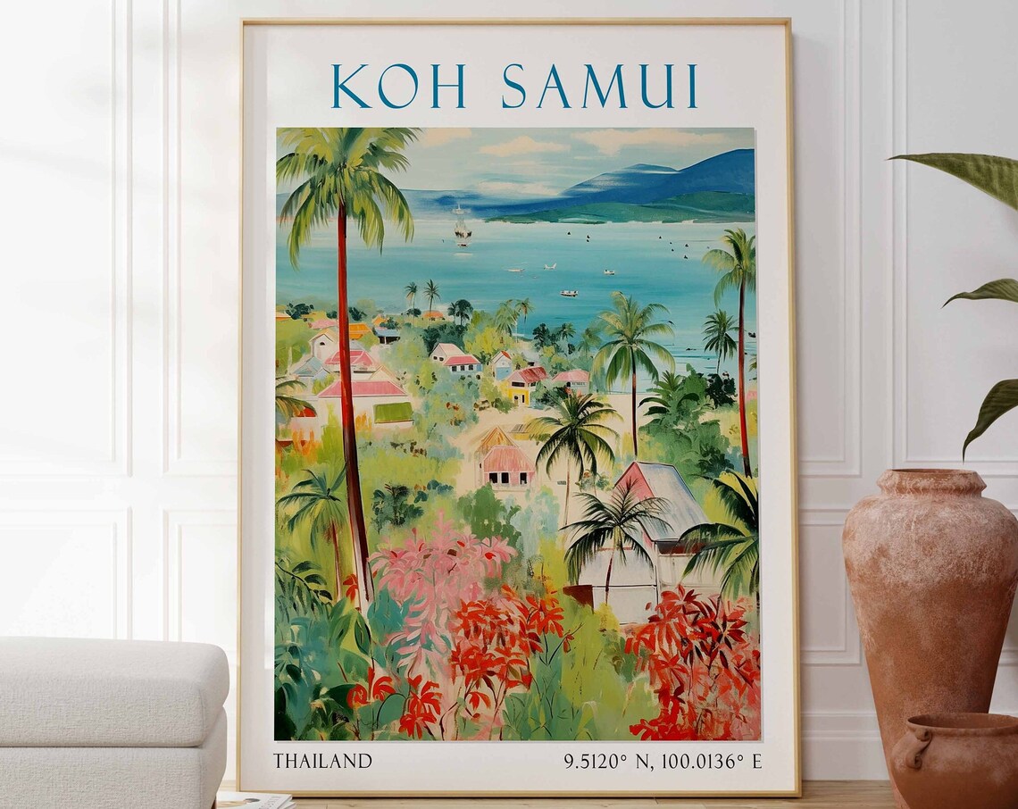Koh Samui Travel Poster, Thailand Island Print