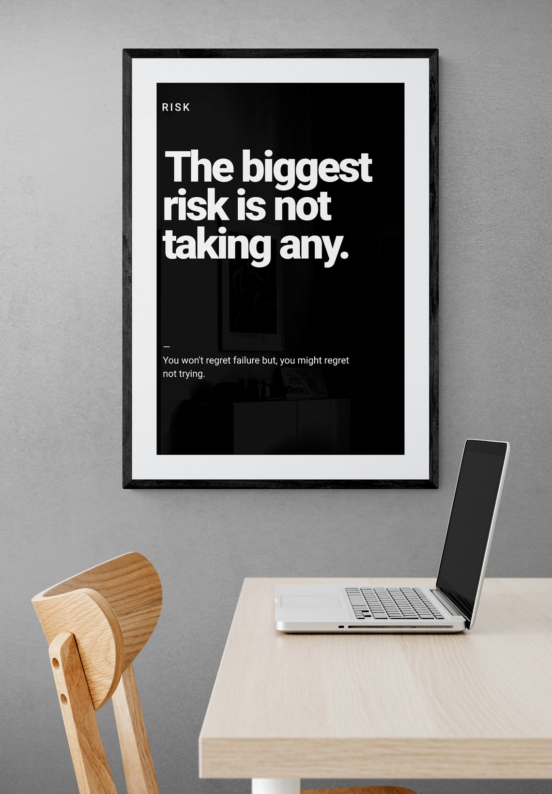 The Biggest Risk Is Not Taking Any Black Mindset Risk Quote Poster