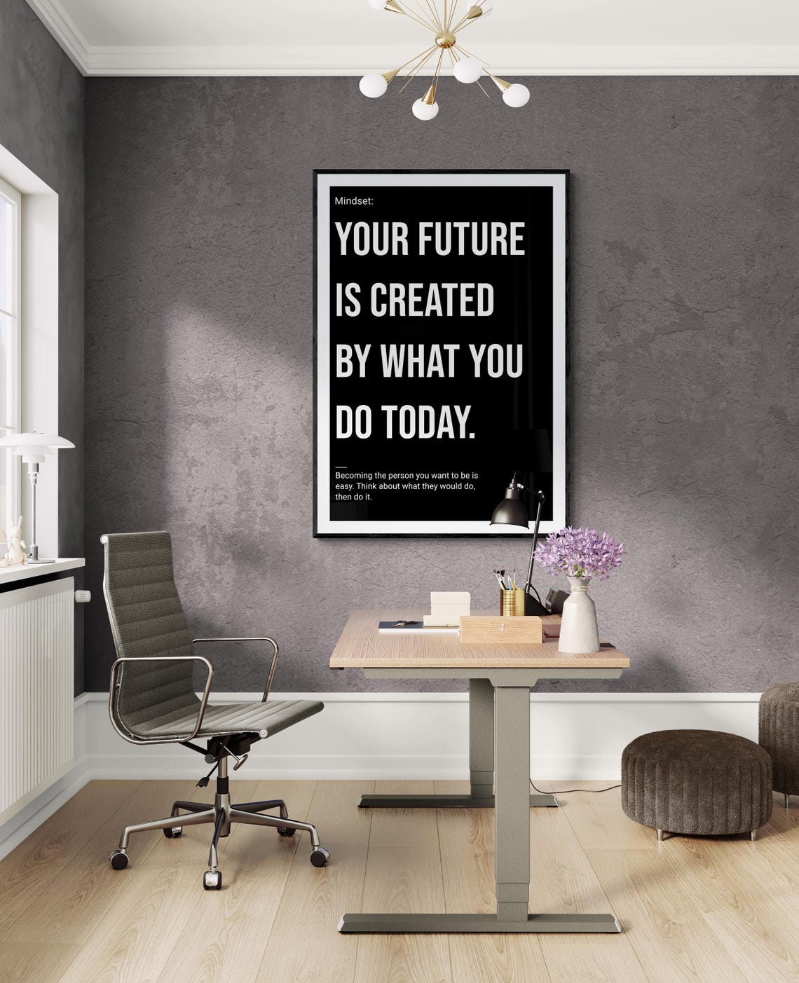Your Future Is Created By What You Do Today Black Mindset Quote Poster - Image 2
