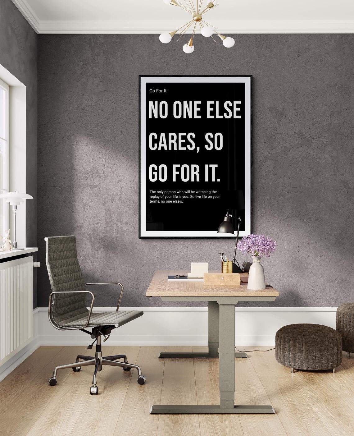 No One Else Cares So Go For It Bold Motivational Quote Poster Art - Image 2