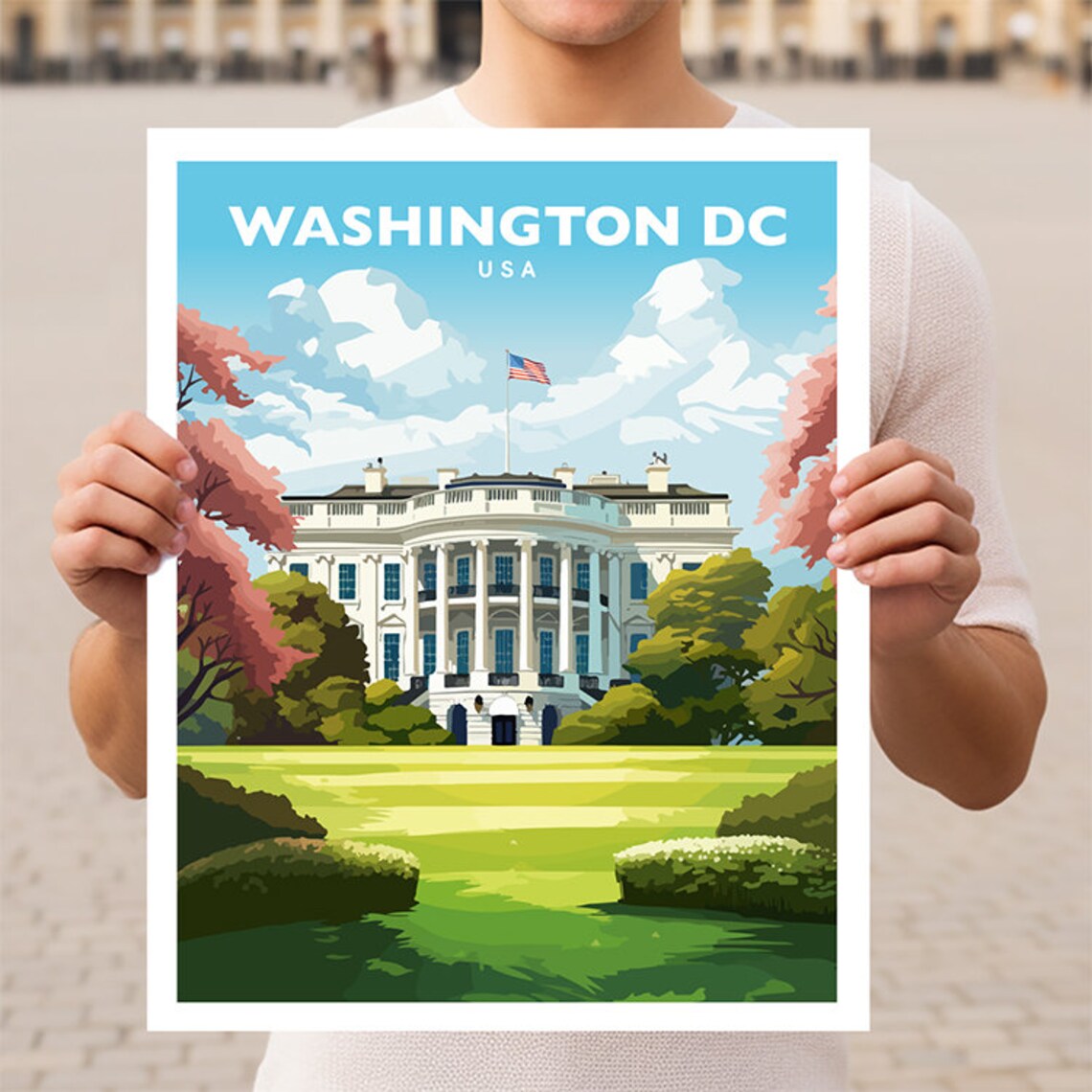 Washington DC The White House Travel Poster